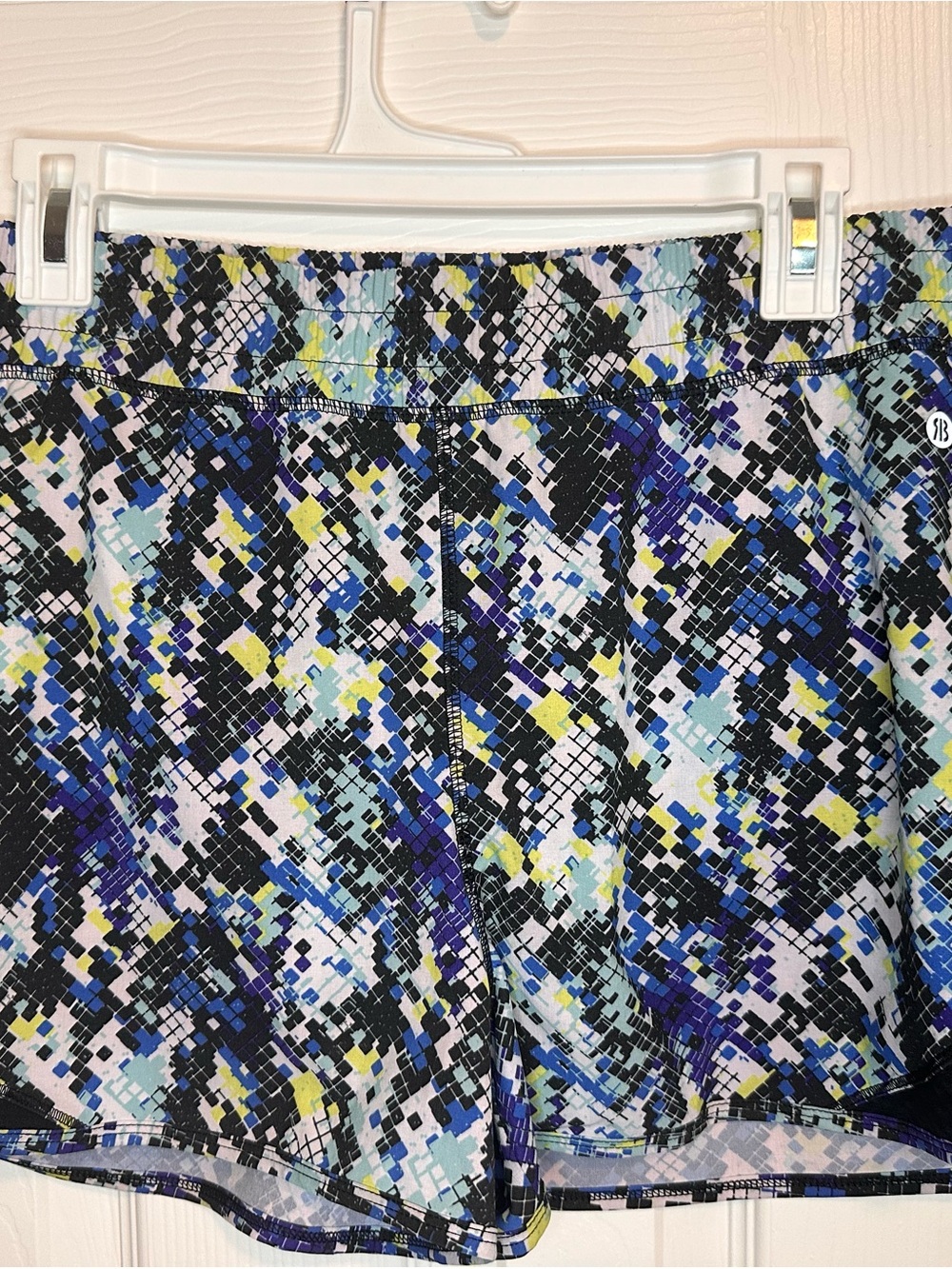 Women's Lined Athletic Shorts in Blue Multi Print